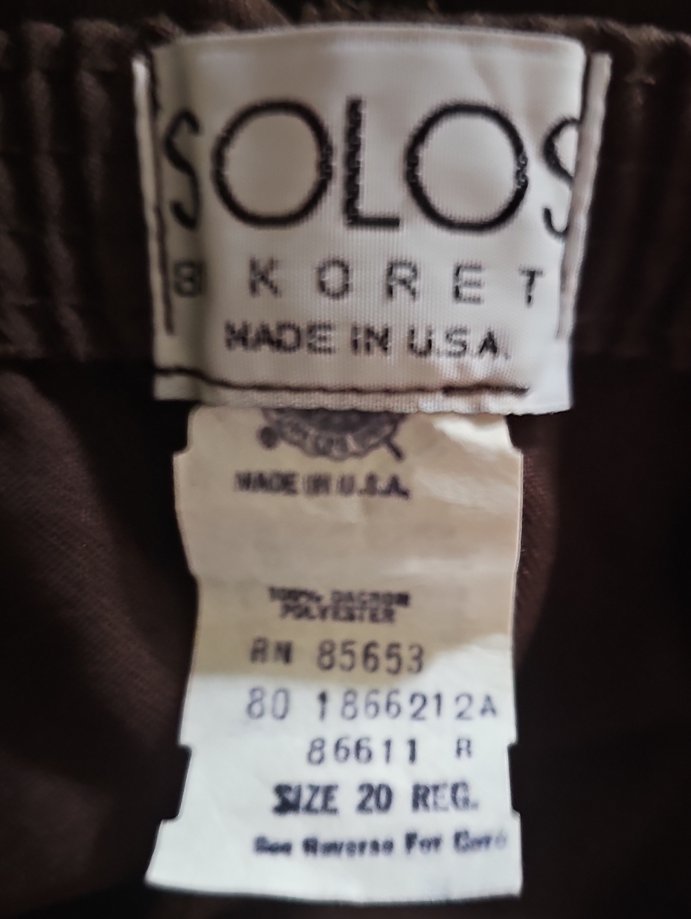 Solos by Koret vintage Women's Pants Sport Stretch Brown Size 20 regular NWT New - Picture 6 of 7